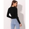 Allegra K Women's Long Sleeve Cut-Out Front Stretch Ruched Knit Top - image 4 of 4