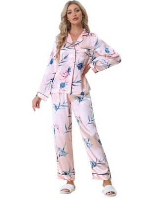 cheibear Women's Silky Satin Polka Dots Nightwear with Shorts Lounge Set  Pink Large