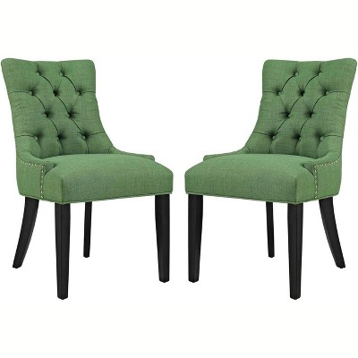 Modway Regent Dining Side Chair Fabric Set of 2 Green