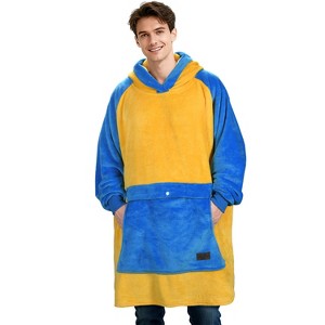 Tirrinia Yello Blue Oversized Hoodie Blanket Sweatshirt for Men Women Youth Wearable Fleece Pullover, Gifts for Man Woman Girl Boy - 1 of 4