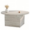 MUUEGM Farmhouse Coffee Table, 35.5" Rustic Wooden Table with Sturdy Frame & Waterproof Top for Living Room - 3 of 4