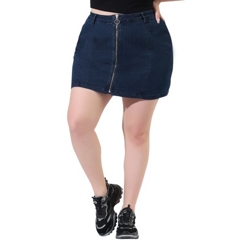 Strøm Terapi jungle Agnes Orinda Women's Plus Size Denim Zip Up Front Mini Jean Skirts Dark  Blue 2x : Target