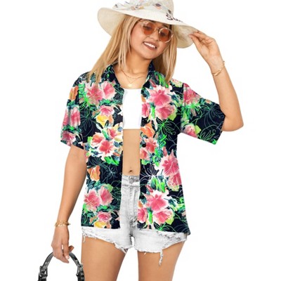 HAPPY BAY Women's Button Down Blouses Summer Party Blouse Shirt Short Sleeve Tropical Vacation Dress Hawaiian Shirts Tank Top Women