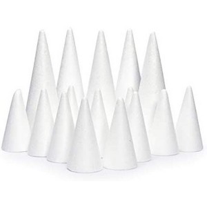 Bright Creations 18 Pack White Craft Foam Cones for Art and Crafts Supplies, 2 Sizes - 1 of 4