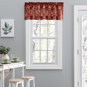 Ellis Curtain Lexington Leaf Pattern on Colored Ground Tailored Valance 58"x15" Brick - 1 of 4