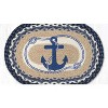 Earth Rugs Anchor Oval Placemat – Navy Nautical Table Accent 13"x19" - 2 of 3