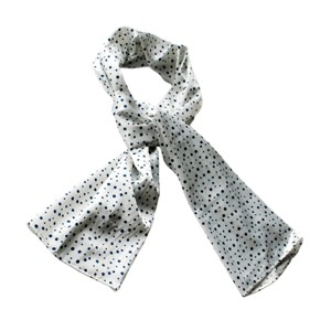 Slickblue White Silk Scarf with Little Black Dots – Lightweight, Soft Shawl for Women, Elegant Fashion Accessory, 2 Size - 1 of 4