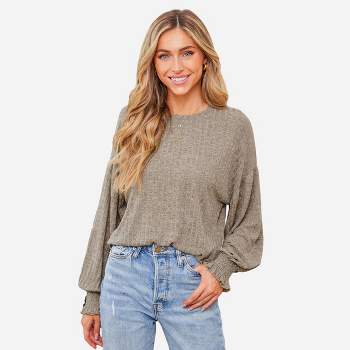 Women's V Neck Split Trim Oversized Sweater - Cupshe -Light Brown-M-Brown