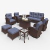 LayinSun Outdoor Patio Furniture Set, Brown Rattan Wicker Sectional Swivel Rocker Chairs Sets - 2 of 4