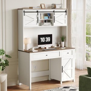 Anybear 47" Farmhouse Executive Desk with Drawers - 1 of 4