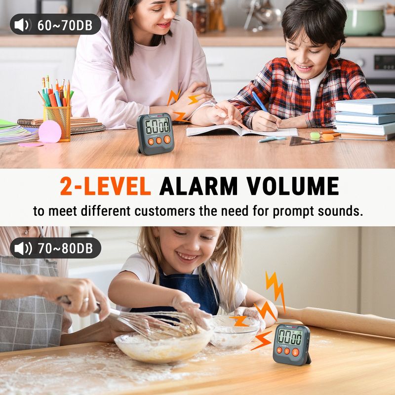 ThermoPro TM03W Digital Timer for Kids & Teachers, Kitchen Timers for Cooking with 2-Level Alarm Volume, Countdown Timer Stopwatch for Classroom, 4 of 9