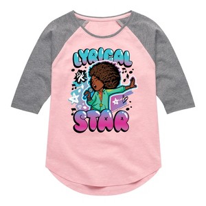 Girls' - Karma's World - Lyrical Star Airbrush Style Shirt Tail Raglan Graphic T-shirt - 1 of 4