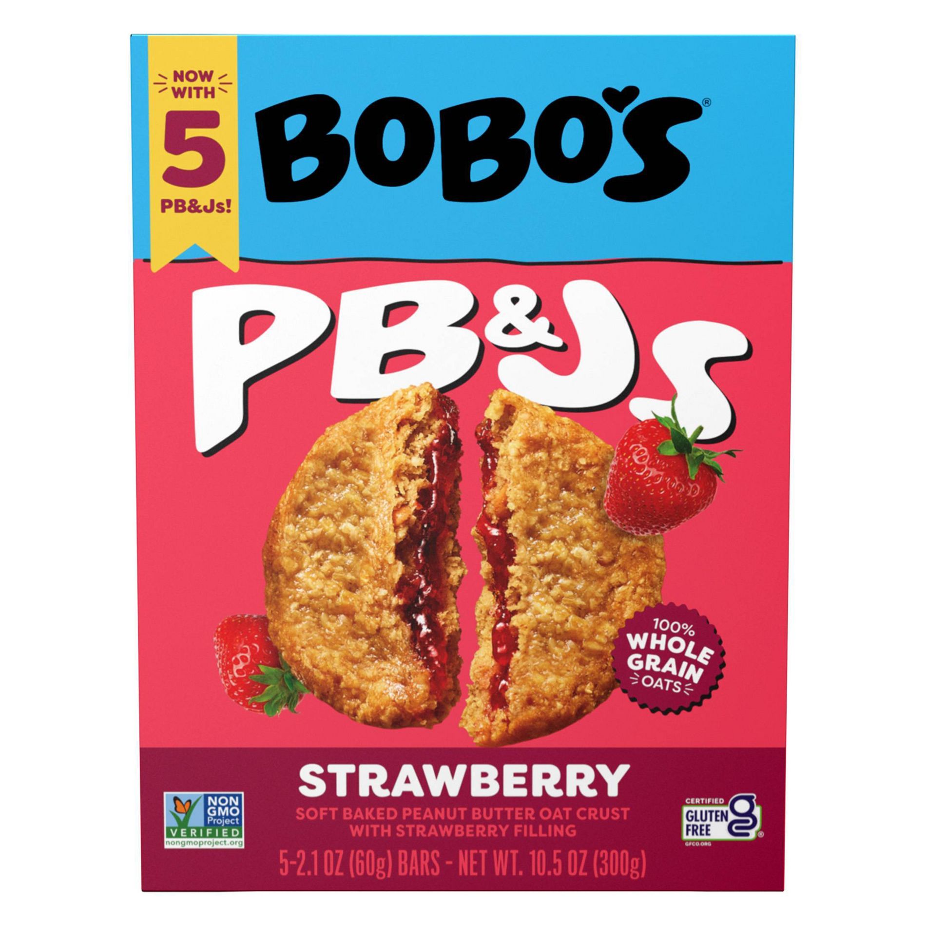 Bobo's Oat Bars Peanut Butter & Jelly Strawberry - 10.5oz/5ct
