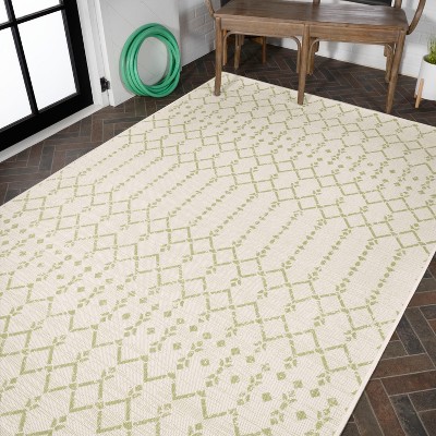 Moroccan-Inspired Geometric Gray Flatweave 3' x 5' Outdoor Rug
