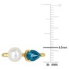 EVERLY JEWELRY | 10K Yellow Gold 7/8 ct TGW Pear-Cut London Blue Topaz 6-6.5 mm Cultured Freshwater Pearl Open 2-Stone Ring - 4 of 4
