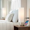360 Lighting Heyburn Modern Accent Table Lamps 20" High Set of 2 Brushed Nickel with USB and AC Power Outlet in Base White Cylinder Shade for Desk - 2 of 4
