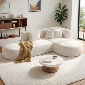 107" Large Modern Curved Corner Sectional Sofa with 4 Pillows, Comfy Upholstered Sleeper Sofa Couch for Living Room, Bedroom or Office Décor - 1 of 4