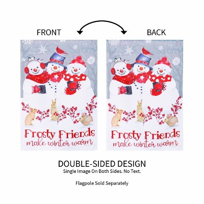 Frosty Friends Suede Garden Flag with Snowmen Design