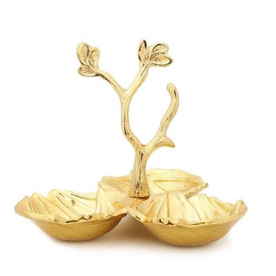 Classic Touch Gold Leaf 3 Sectional Relish Dish
