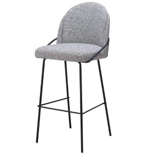 HomeRoots Set of Two 30" Light Gray And Black Shearling And Steel Bar Height Bar Chairs - 1 of 4