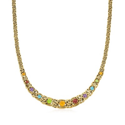 Ross-Simons 3.50 ct. t.w. Multi-Gemstone Graduated Byzantine Necklace in 18kt Gold Over Sterling