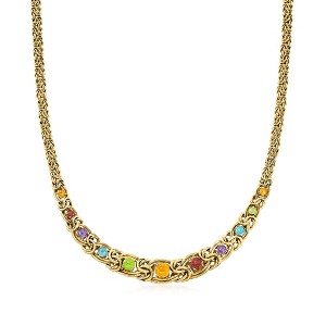 Ross-Simons 3.50 ct. t.w. Multi-Gemstone Graduated Byzantine Necklace in 18kt Gold Over Sterling - 1 of 2