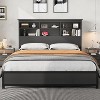 Bed Frame with Bookcase Storage, 2-Tier High Headboard Full Platform Bed with Charging Station, No Box Spring Needed Easy Assemble Mattress Frame - 3 of 4