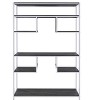 Vynxaria Rustic-Contemporary Bookshelf/Etagere 7 Fixed Open Shelves, Rustic Gray Oak & Chrome, 47"L×16"D (Main Shelves), Freestanding - 3 of 4