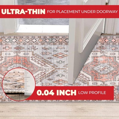 Light Gray Tribal Motif Washable Area Rug