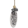 Northlight Wooden "Merry & Bright" Disc Christmas Ornament with Plaid Bow - 4" - Black and White - image 4 of 4