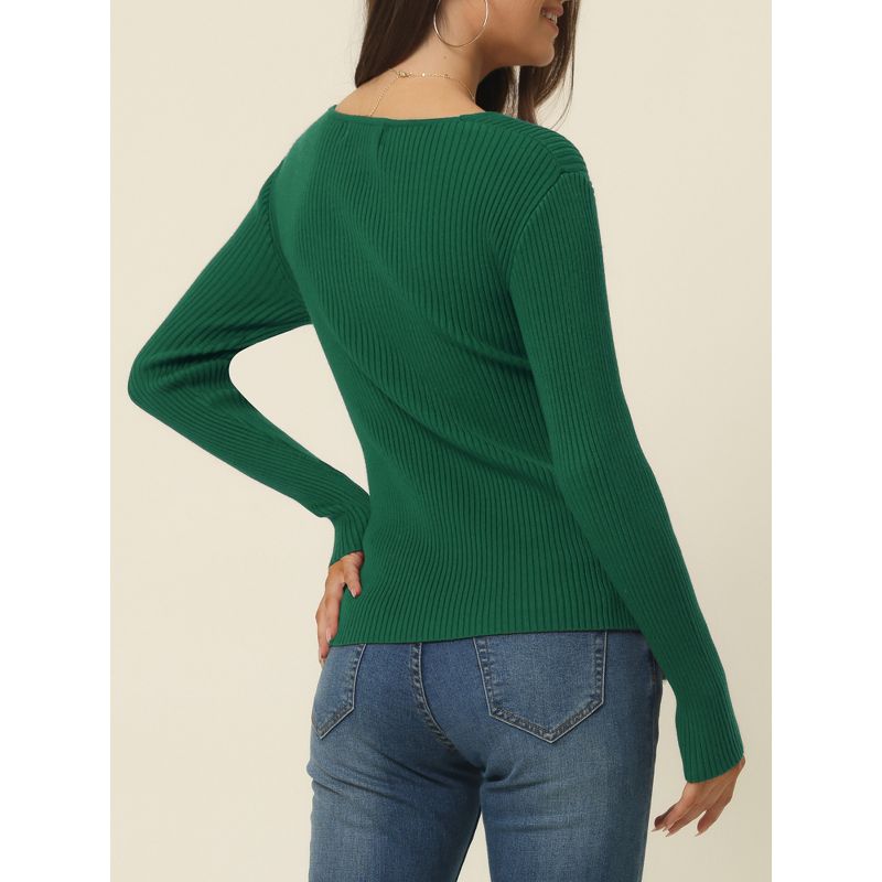 Seta T Women's V Neck Wrap Long Sleeve Criss Cross Casual Pullover Sweater, 4 of 6