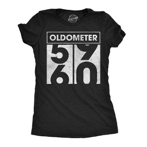 Womens Funny T Shirts Oldometer 59 to 60 Sarcastic Birthday Graphic Novelty Tee for Ladies - Crazy Dog Women's T Shirt for Birthdays - 1 of 4