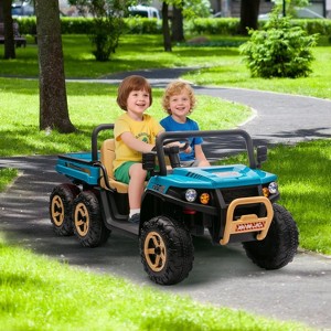 24V 2-Seater Kids Ride-On Dump Truck - Parent Remote Control, 4WD Power, Electric Dump Bed & Shovel, 6-Wheel Design for Ages 3+ - 1 of 4
