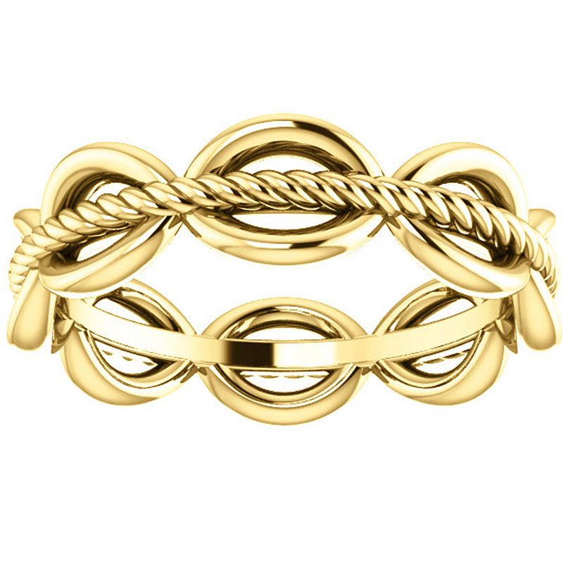 Pompeii3 14k Yellow Gold Womens Rope Design 5mm Wedding Band Stackable Ring, 1 of 5