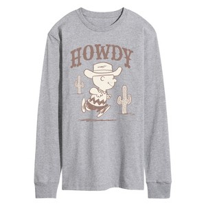 Men's - Peanuts - Howdy Charlie Brown- Men's Long Sleeve Graphic T-Shirt Long Sleeve Graphic T-Shirt - 1 of 4