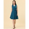 INSPIRE CHIC Women's V-neck Sleeveless Belted Shirtdress Button Down Dress - 2 of 4