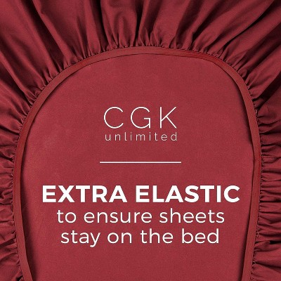 Twin Burgundy Microfiber Deep Pocket Fitted Sheet Set