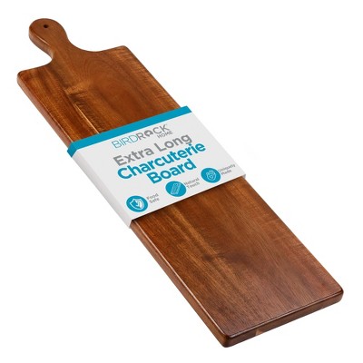 BIRDROCK HOME Acacia Wooden Serving Board with Handle - 31.5" Charcuterie Tray for Cheese, Meat, Fruit & Bread - Espresso Natural Wood.
