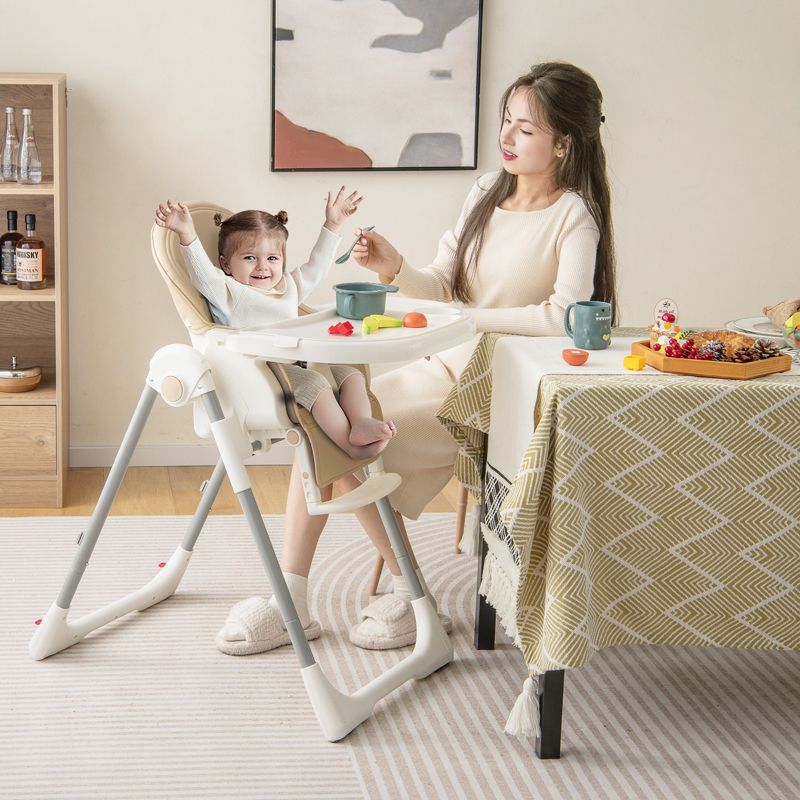 Infans Foldable Baby High Chair w/ 7 Adjustable Heights & Free Toys Bar for Fun Yellow, 2 of 11