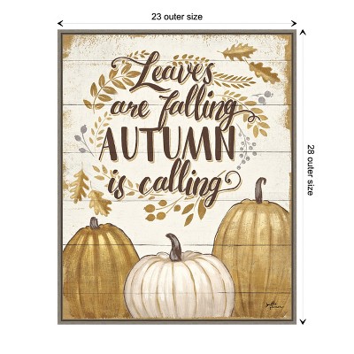 Grateful Season Autumn Leaves Canvas Wall Art Print