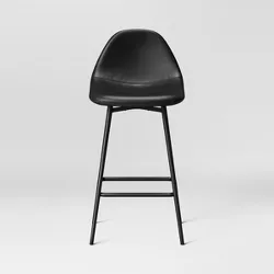 Copley Upholstered Counter Height Barstool Black Faux Leather - Project 62™