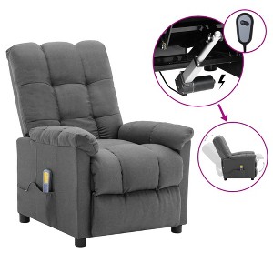 vidaXL Massage Recliner Light Gray Fabric - 1 of 4