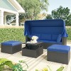 Outdoor Patio Daybed with Retractable Canopy, Sectional Seating Set with Adjustable Table and Washable Cushions for Garden or Backyard-Maison Boucle - 2 of 4