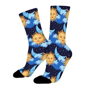 Sun And Moon Women Printed Crew Socks Funny Funky Socks Soft Polyester Novelty Gifts for Artists Men - 1 of 1