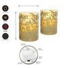 Lumabase 2ct Battery Operated LED Glass Candles with Moving Flame Gold Jacquard - 3 of 3