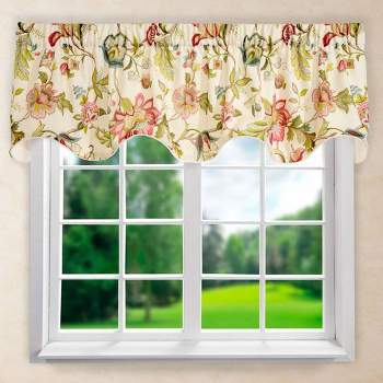 Ellis Curtain Brissac High Quality Room Darkening Natural Color Lined Scallop Window Valance - 70 x 17, Red