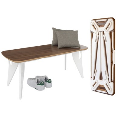 Hoek Bench, 42" x 18", Tool-Free One-Click Assembly, Minimalist & Sustainable Dining Seating, Modern Space Saving, Foldable & Portable