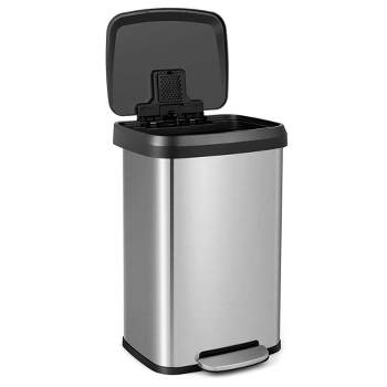 Costway 13.2 Gallon Step Trash Can Stainless Steel Airtight Garbage Bin for Home Kitchen Golden/Silver