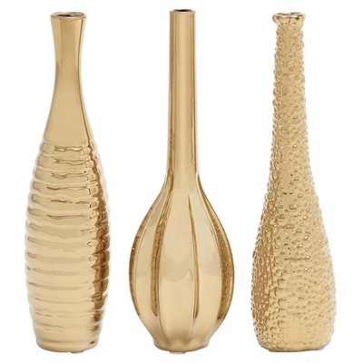 Decorative Ceramic Vases Gold 12" 3pk - Olivia & May