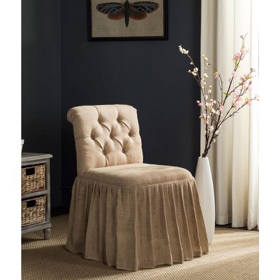Allie Beige Linen Tufted Vanity Chair